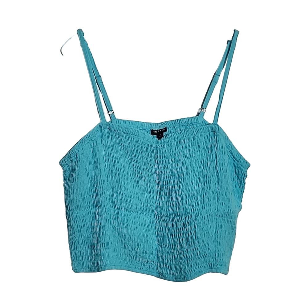 Torrid Blue Radiance Gauze Smocked Crop Cover-up Cami, NWT